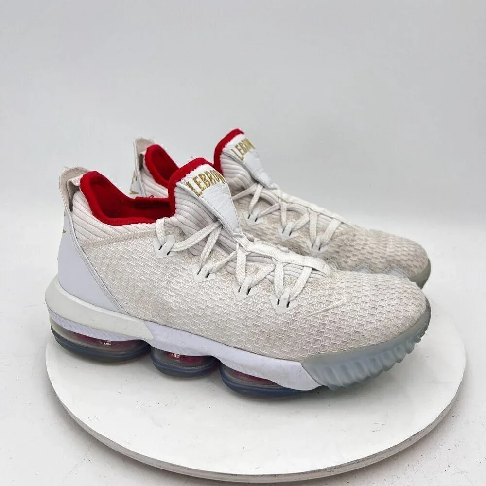 Nike LeBron James 16 Low Men Size 7.5 CI2668-100 Draft Night White Ice Gold Shoe